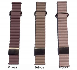 Magnetický kožený pásek na Garmin Venu 2 plus / SQ - řemínek 20 mm Barva: Bežová