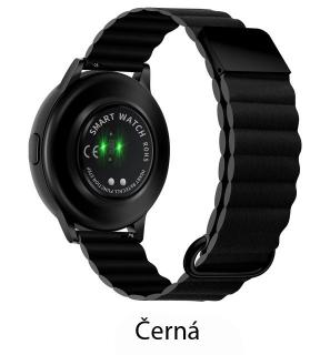 Magnetický kožený pásek na Garmin Venu 2 plus / SQ - řemínek 20 mm Barva: Černá