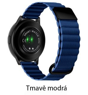 Magnetický kožený pásek na Garmin Venu 2 plus / SQ - řemínek 20 mm Barva: Tmavě modrá