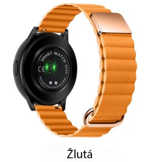 Magnetický kožený pásek na Garmin Venu 2 plus / SQ - řemínek 20 mm Barva: Žlutá