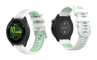 RUN silikonový dvoubarevný pásek na hodinky Garmin Barva: Bílá-zelená, Velikost: 22 mm