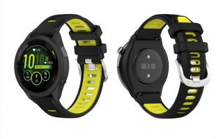 RUN silikonový dvoubarevný pásek na hodinky Garmin Barva: Černá-žlutá, Velikost: 22 mm