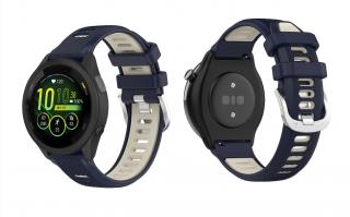 RUN silikonový dvoubarevný pásek na hodinky Garmin Barva: Modrá-béžová, Velikost: 22 mm