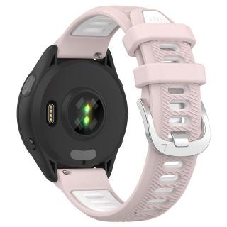 RUN silikonový dvoubarevný pásek na hodinky Garmin Barva: Růžová-bílá, Velikost: 18 mm