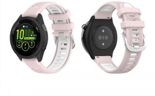 RUN silikonový dvoubarevný pásek na hodinky Garmin Barva: Růžová-bílá, Velikost: 22 mm