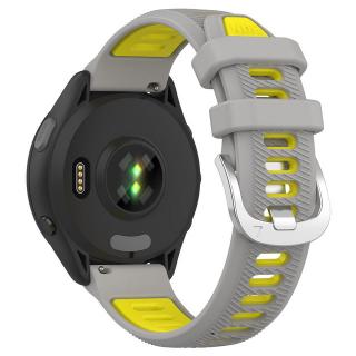 RUN silikonový dvoubarevný pásek na hodinky Garmin Barva: Šedá-žlutá, Velikost: 18 mm