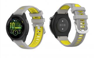 RUN silikonový dvoubarevný pásek na hodinky Garmin Barva: Šedá-žlutá, Velikost: 22 mm