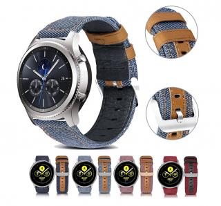 Sportovní koženo-nylonový pásek na chytré hodinky - 20mm Barva: Černá