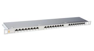 Patch panel Solarix 24xRJ45 CAT6 STP s vyvazovací lištou 0,5U