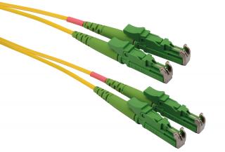 Patchcord optický E2000 SM OS2 9/125, LSH/APC-LSH/APC, 1m, LSOH žlutý duplex