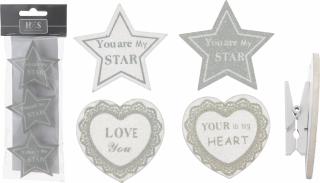 Hvězdy, srdce na kolíčku Více variant: Bílá hvězda: You are MY STAR