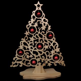 Dekorace vánoční strom na podstavci s koulemi 102 x 79 cm