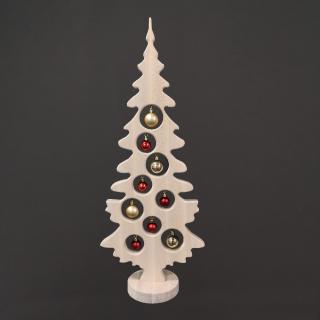 Dekorace vánoční strom na podstavci s koulemi bílý 75 x 30 cm, český výrobek