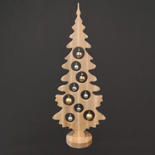 Dekorace vánoční strom na podstavci s koulemi přírodní 75 x 30 cm, český výrobek