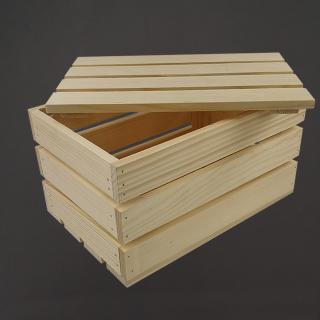 Dřevěná dárková bedýnka s víkem, masivní smrkové dřevo, 29x19x16 cm (délka/šířka/výška)