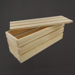 Dřevěná dárková bedýnka s víkem, masivní smrkové dřevo, 40x14x16 cm (délka/šířka/výška)