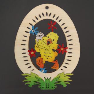 Dřevěná dekorace vajíčko kachně, velikost 9 cm, český výrobek