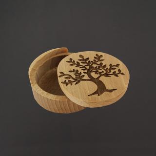 Dřevěná krabička kulatá strom, masivní dřevo, 8 cm, český výrobek