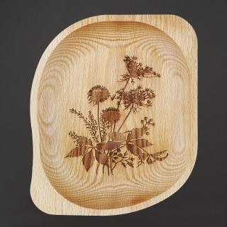 Dřevěná miska obdelník s gravírem, masivní dřevo, 23,5 cm
