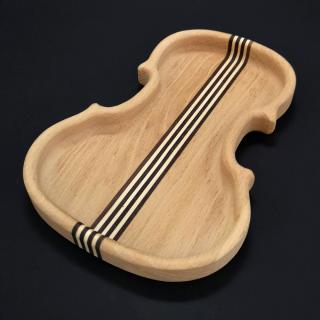 Dřevěná miska ve tvaru houslí se strunami, masivní dřevo, 14x20x2 cm