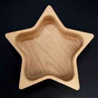 Dřevěná miska ve tvaru hvězdy, masivní dřevo, rozměr 21x21x4,5 cm