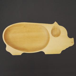 Dřevěná miska ve tvaru prasete, masivní dřevo, velikost 43 x 19,5 cm