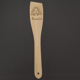 Dřevěná obracečka s textem  Maminčina , masivní dřevo, délka 30 cm