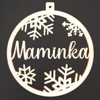 Dřevěná ozdoba kolečko - Maminka, 6 cm, český výrobek