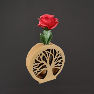 Dřevěná váza kulatá - strom, masivní dřevo, výška 15 cm, český výrobek
