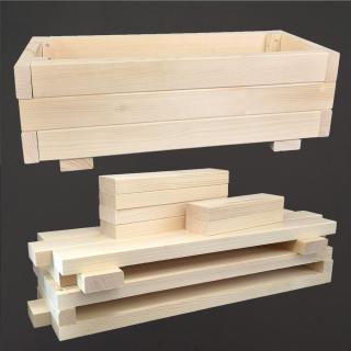 Dřevěné koryto na truhlík z masivního dřeva rozložené, 60x25x20,5 cm