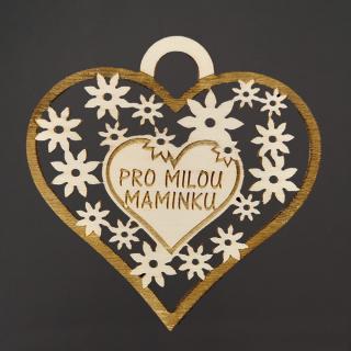 Dřevěné srdce s textem  pro milou maminku , 7 cm, český výrobek