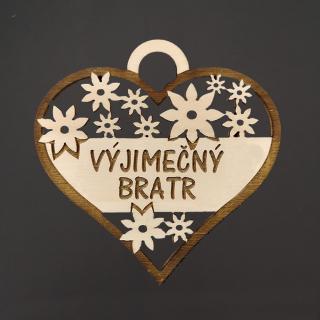 Dřevěné srdce s textem  výjimečný bratr , 7 cm, český výrobek
