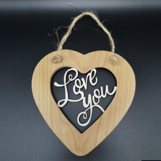 Dřevěné srdce s vkladem - Love you, masivní dřevo, velikost 16 cm