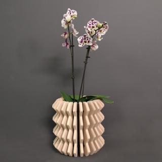 Dřevěný obal na květináč harmonika z masivního dřeva, 22 x 22 cm, dřevěný květináč