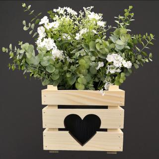 Dřevěný obal na květináč se srdcem, 17x17x15cm Český výrobek