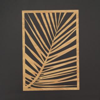 Dřevěný obraz list palmy, rozměr 30 x 21 cm, český výrobek