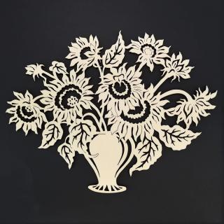 Dřevěný obrázek k vymalování kytice slunečnic 25 cm