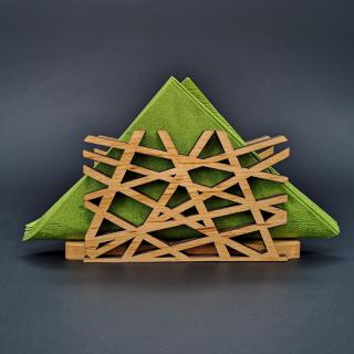 Dřevěný stojánek na ubrousky s motivem čapího hnízda, masivní dřevo, 12,5x6,5x3,5 cm