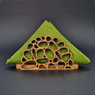 Dřevěný stojánek na ubrousky s motivem oblázků, masivní dřevo, 12,5x6,5x3,5 cm