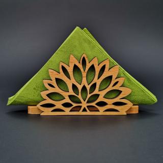 Dřevěný stojánek na ubrousky ve tvaru květu, masivní dřevo, 12,5x6,5x3,5 cm