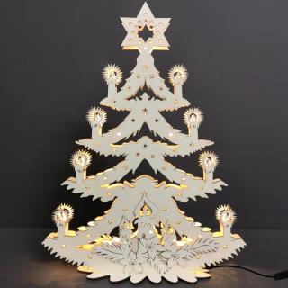 Dřevěný svítící portál strom vánoční, 47x36,5x10 cm
