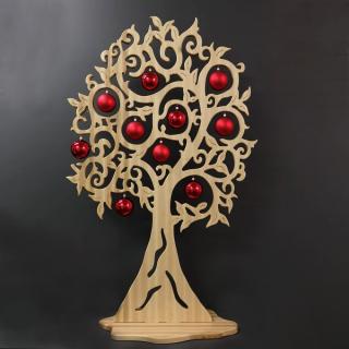 Maxi dekorace strom s červenými koulemi 158 cm