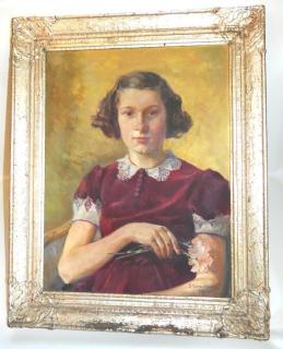 Obraz portrét dívky signováno Božená Voháňková