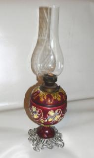 Petrolejová majoliková lampa 19.století
