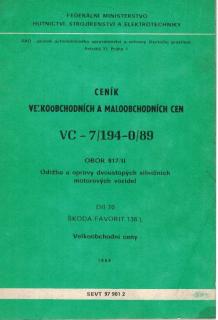 Ceník velkoobchodních a maloobchodních cen VC - 7/194-0/89