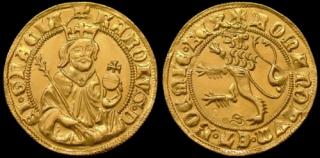 Dukát zlato 999 | Karel IV. (1346-1378) Čechy | replika mince (Materiál: zlato 999 Velikost: 22 mm Hmotnost: 3,45 g)