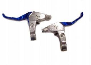 Brzdové páčky dvouprsté pár CNC modré (Brzdové páčky minibike, minicross, dětská čtyřkolka)