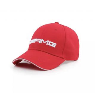 Černá čepice - kšiltovka AMG červená