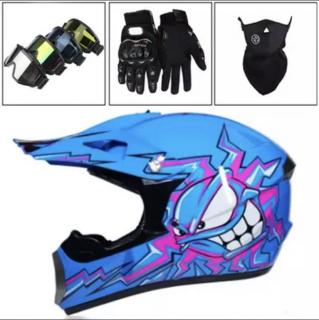 Cross helma MX modrá SET (Motocrossová přilba MX SET blue)