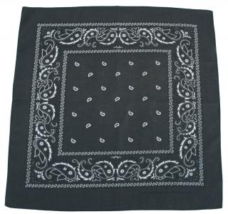 Šátek olivovo-černá barva 55 x 55 cm bavlna
